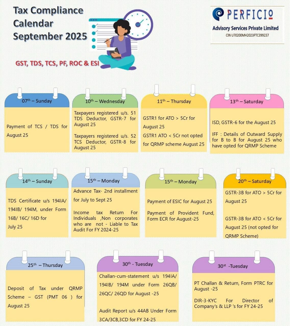Tax Compliance Calender - September 2025