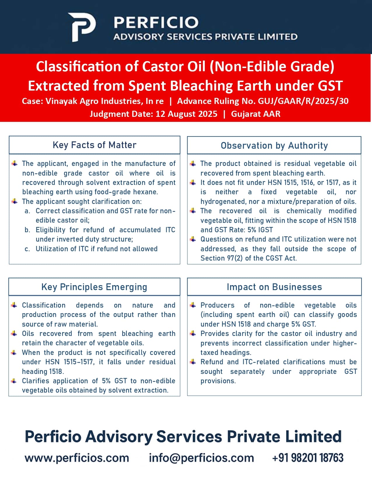 GST AAR Ruling - Classification of Castor Oil (Non-Edible Grade) extracted from Spent Bleaching Earth under GST
