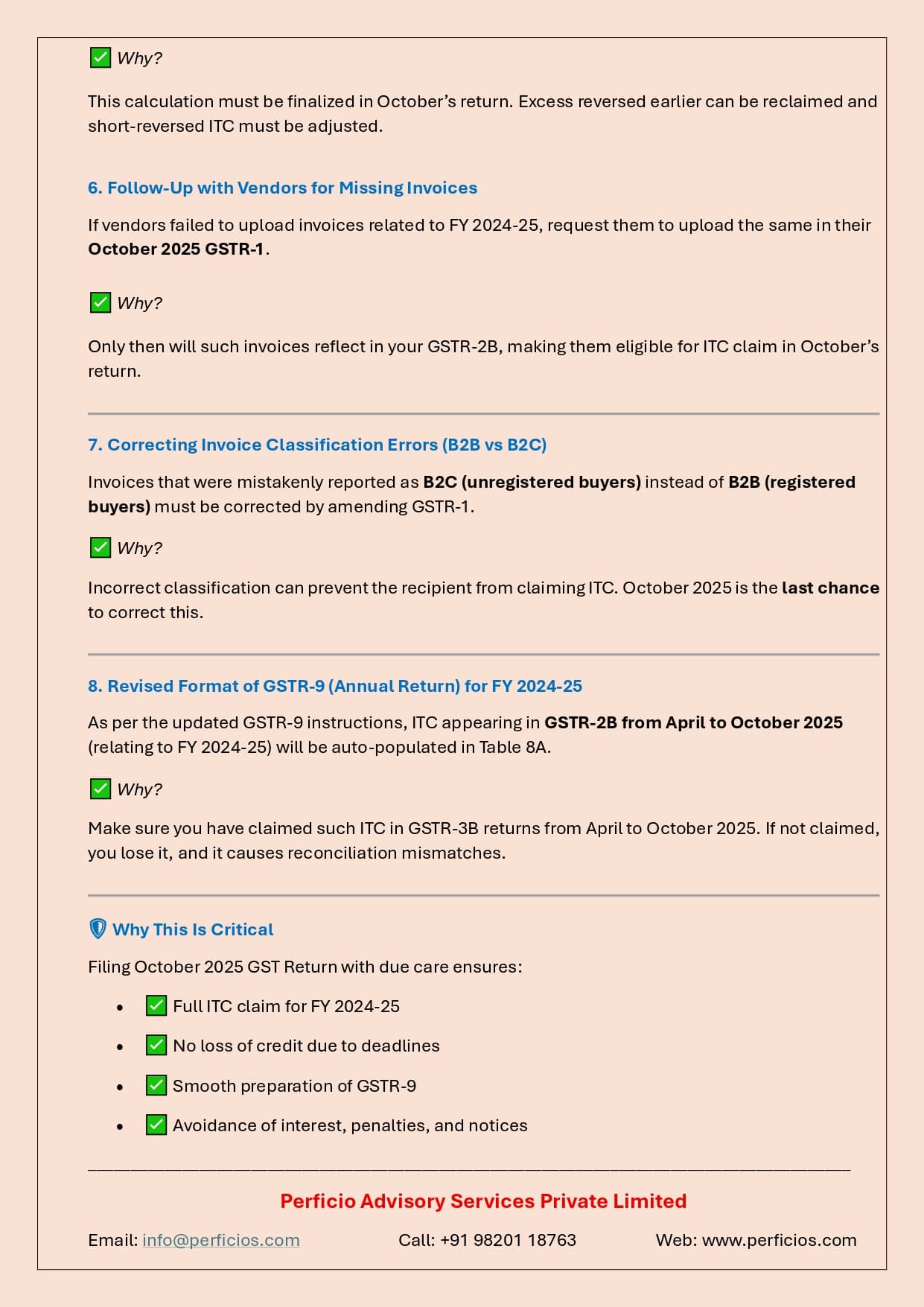 Important points to remember while filing GST Returns for October 2025 