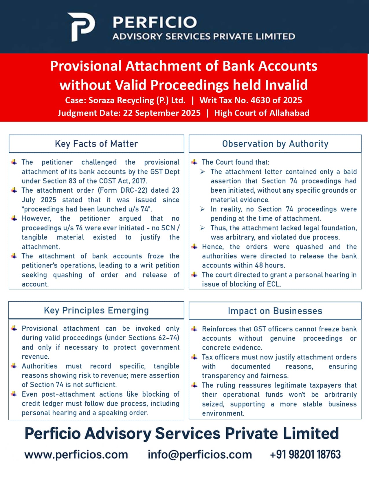 GST High Court Ruling - Provisional Attachment of Bank Accounts without Valid Proceedings held Invalid 