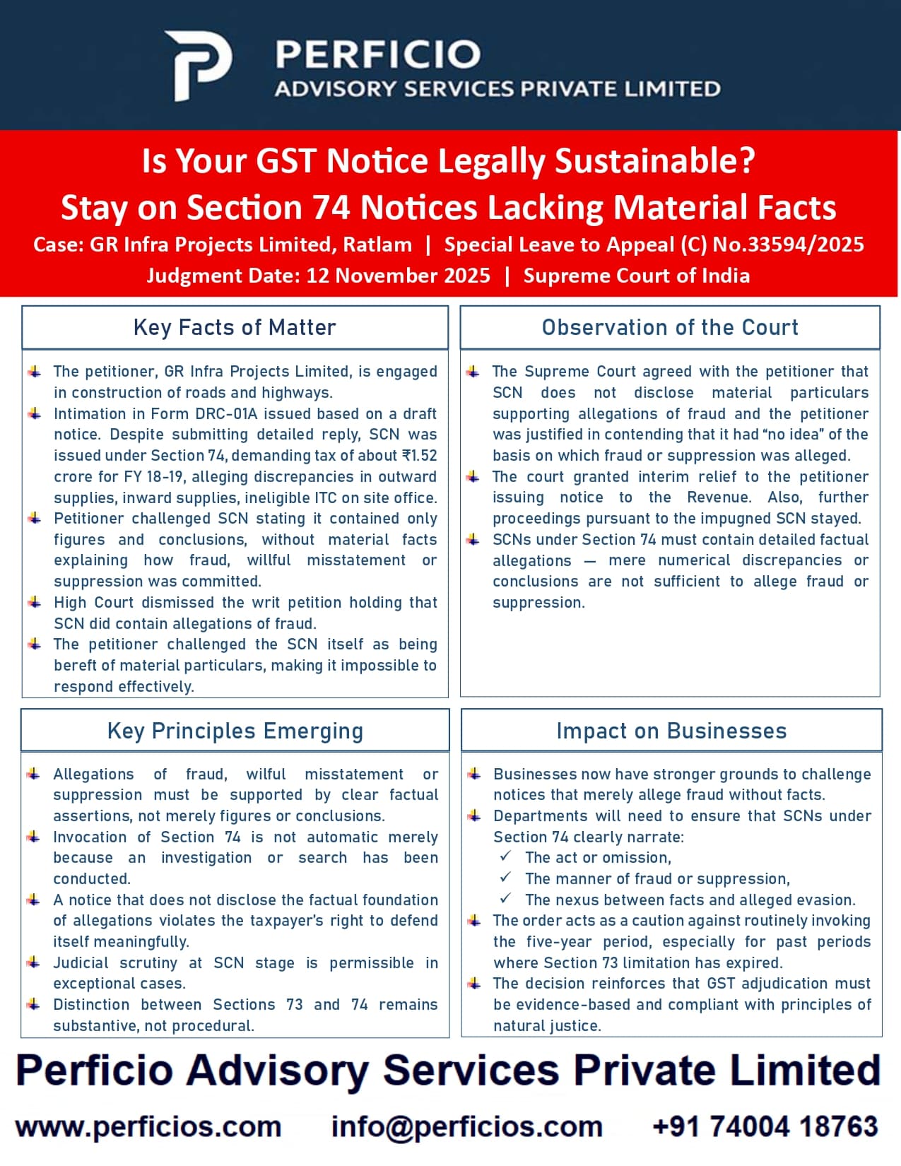 GST Ruling -- Is your notice legally sustainable? Supreme Court puts stay on Section 74 notices lacking material facts  