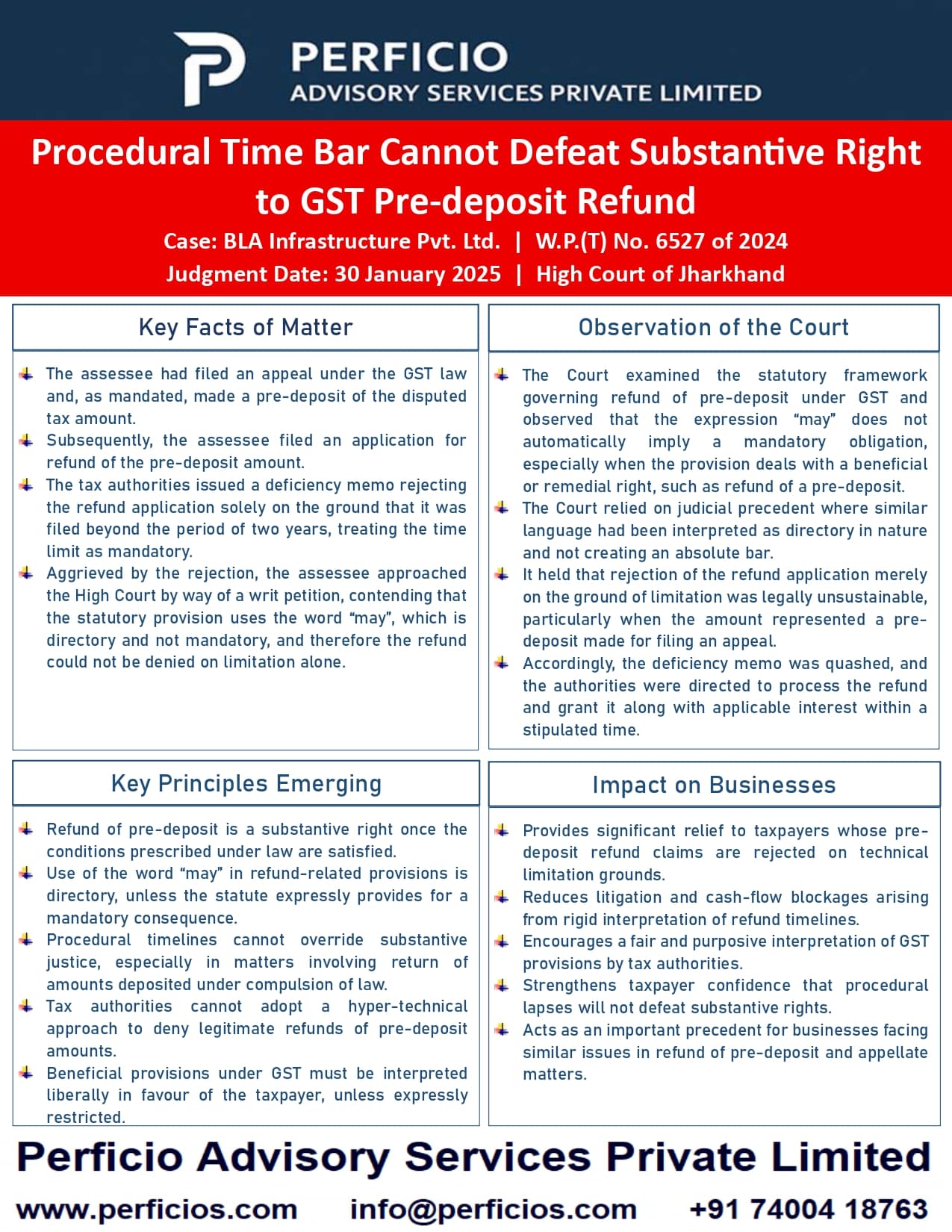 GST Ruling -- Procedural Time-bar cannot defeat Substantive Right to GST Pre-deposit Refund  
